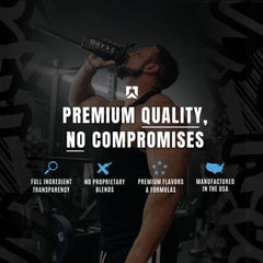 RYSE Up BCAA Focus Powder measuring scoop shows precise serving for workouts.