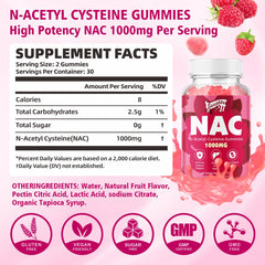 Saajoor NAC Gummies Raspberry serving shows two gummies for easy daily intake.