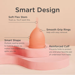 Saalt Soft menstrual cup Desert Blush packaged for discreet storage