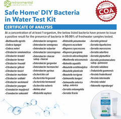 Safe Home Bacteria Water Test Kit result reading shows clear indicators