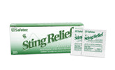 Safetec Sting Relief Wipes box front for quick itch relief on the go