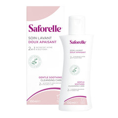 Saforelle Gentle Cleansing Care bottle pump close-up for quick, gentle application.