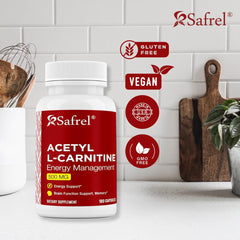 Safrel Acetyl L-Carnitine label detail emphasizing potency for mental clarity