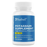 Safrel Potassium 1020 mg bottle front for daily mineral support.