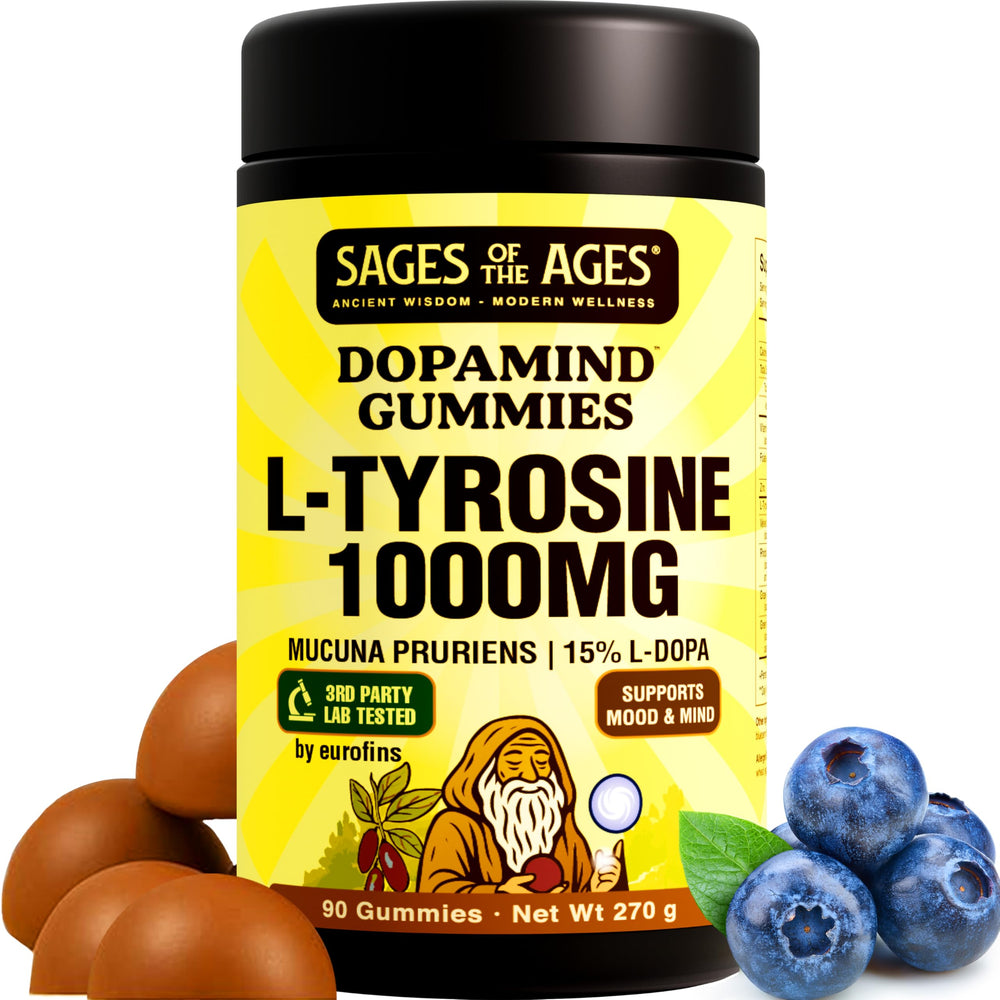 sages-of-the-ages dopamind gummies bottle front for daily focus support.