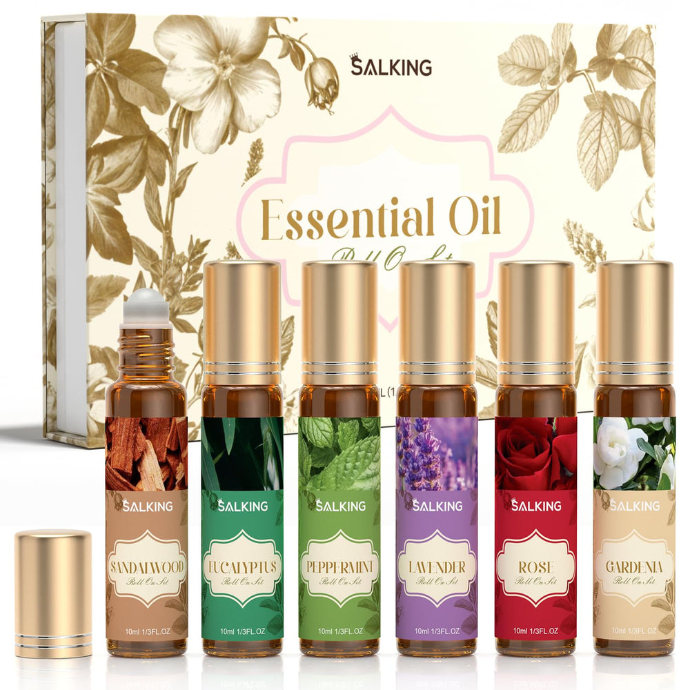 SALKING Essential Oils Roll On Set packaging, travel-friendly for on-the-go aromatherapy.