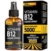 Salt Lake Supplements Vitamin B12 Sublingual Spray bottle front shows vegan, gluten-free energy support.