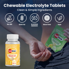 SaltStick FastChews lemon-lime flavor pack for steady hydration during runs