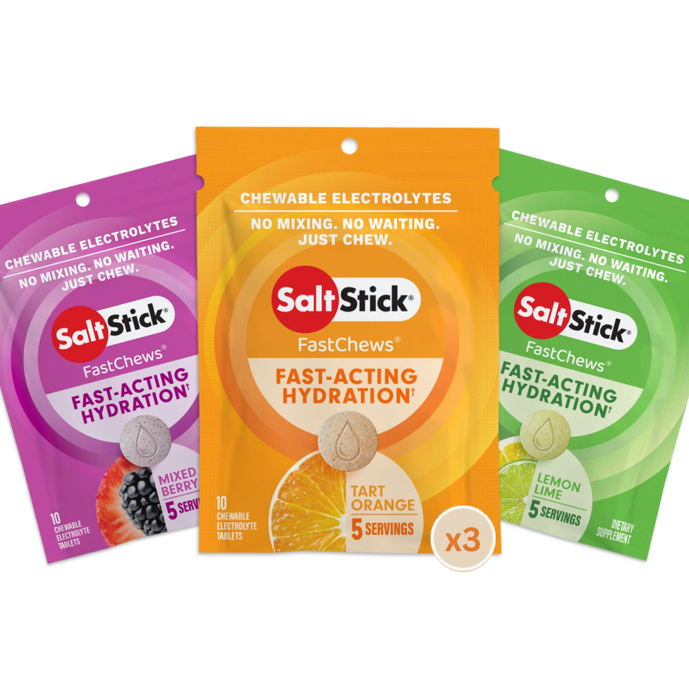SaltStick FastChews close-up tablets for quick hydration during workouts.