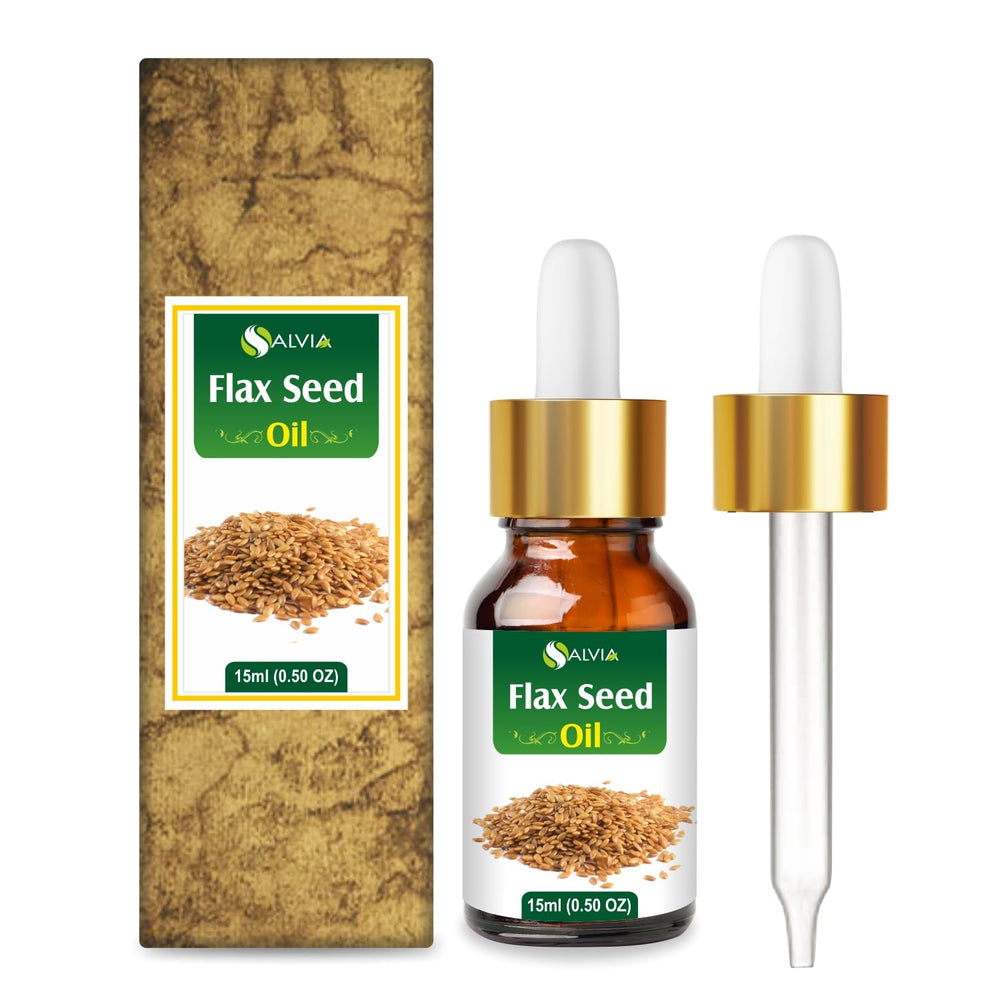 Salvia flax seed oil in an amber bottle for pure storage and easy use.