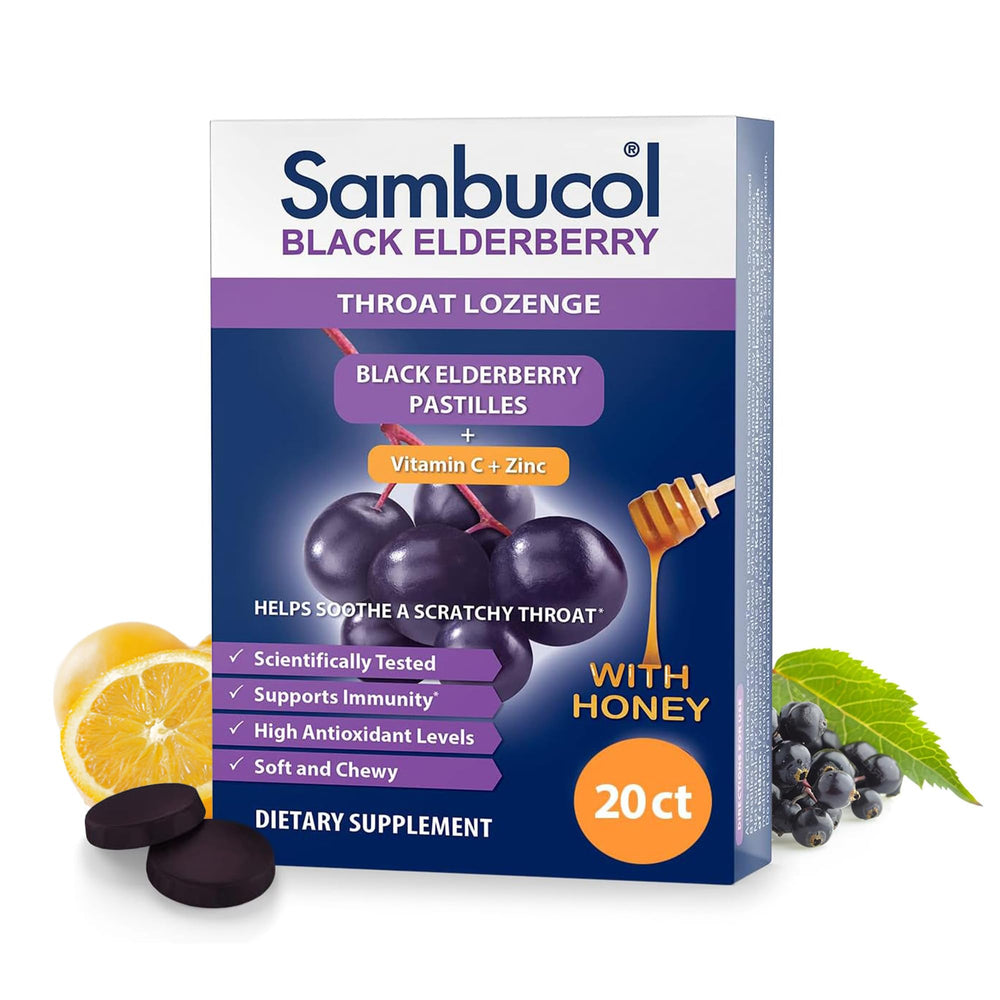 Sambucol Black Elderberry Lozenge pack for daily throat soothing