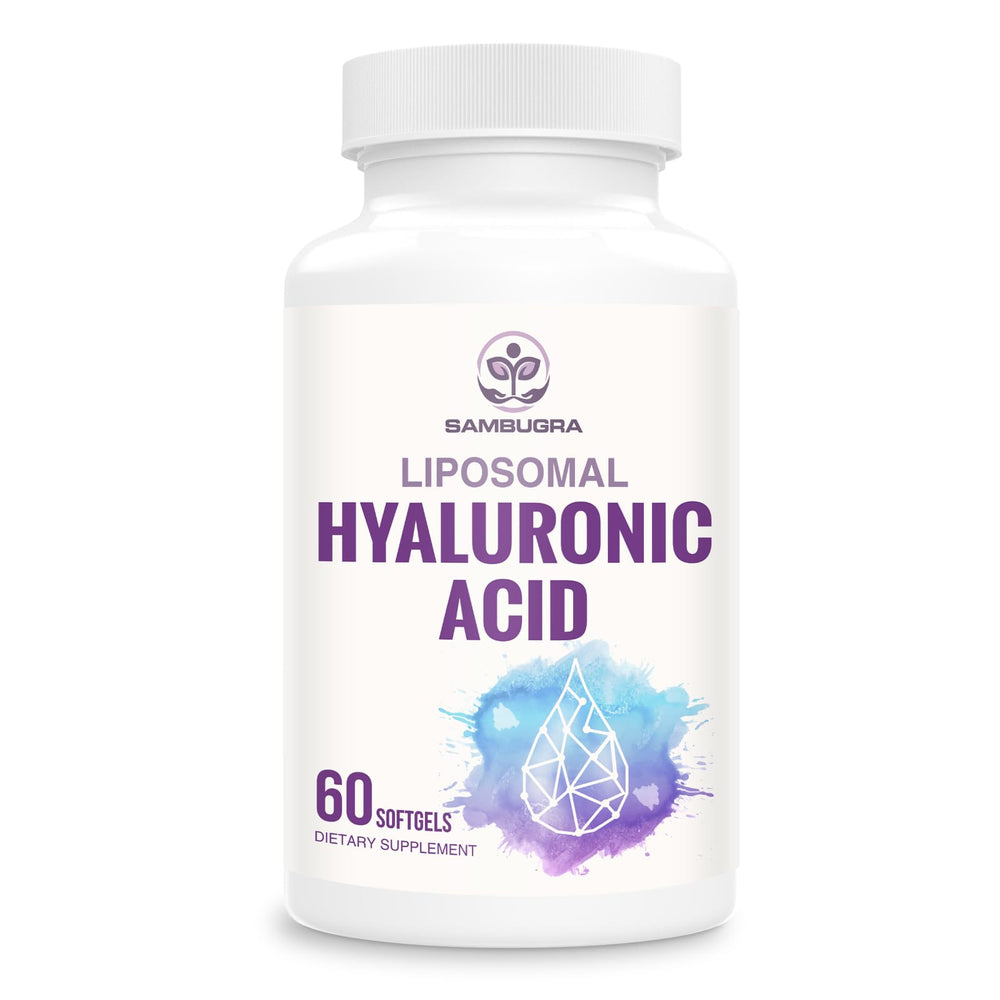Sambugra liposomal hyaluronic acid bottle showing nanoscale delivery for enhanced hydration