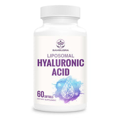 Sambugra liposomal hyaluronic acid bottle showing nanoscale delivery for enhanced hydration