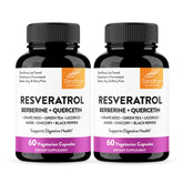 Sandhu's Resveratrol with Berberine bottle highlighting digestive support.