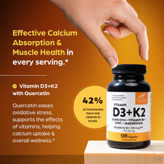 Close-up of Sandhu's D3K2 capsules showing easy swallowing