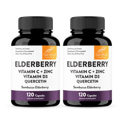 Sandhu's Elderberry vitamins bottle for daily immune support and seasonal wellness.