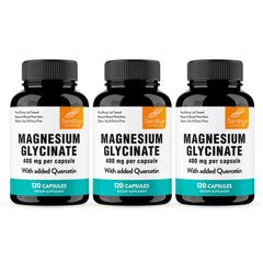 Sandhu's magnesium glycinate bottle promotes restful sleep and relaxation.