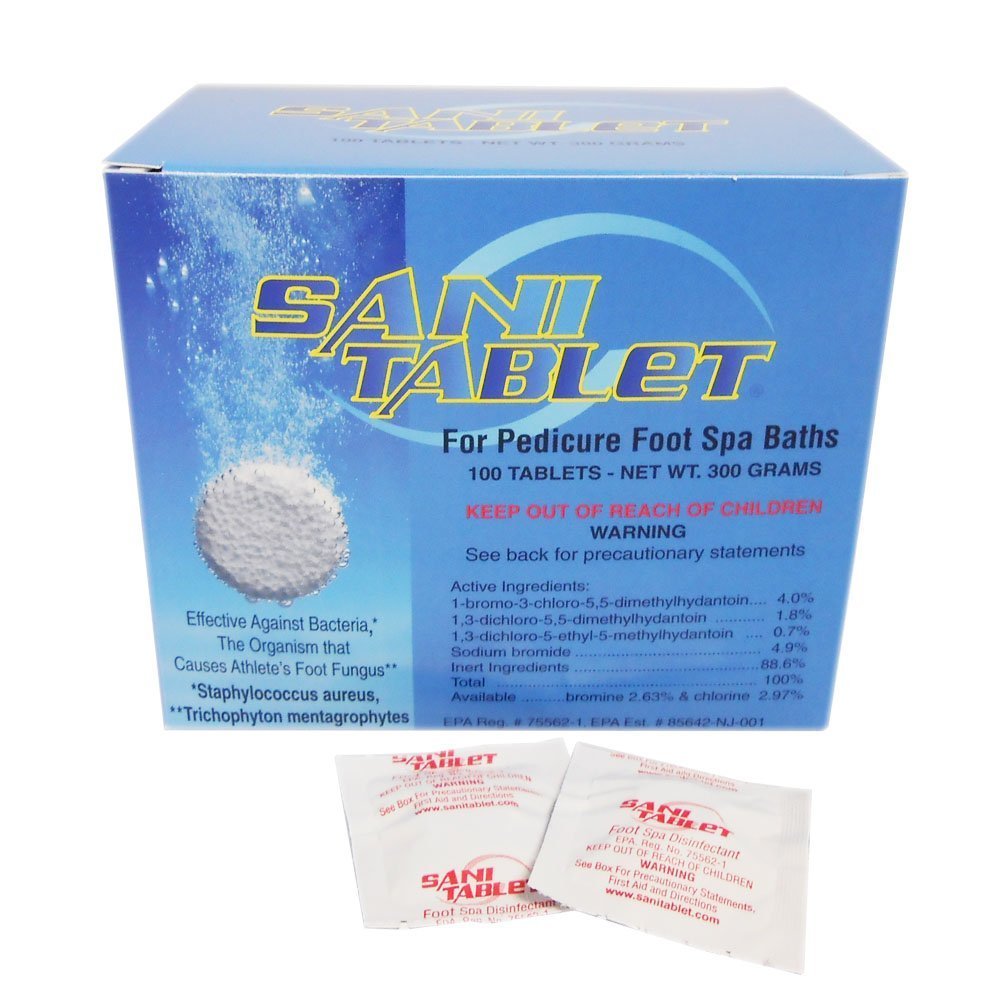 Sanicare Sani-Tablet 100-count pack for spa foot baths, quick sanitation