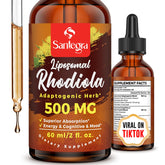Santegra liposomal rhodiola bottle shows high potency for energy support.