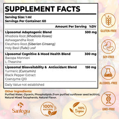 Santegra rhodiola-ashwagandha-dropper convenient liquid adaptogen for daily resilience.