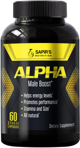 Sapir's Nutrition Alpha Enlargement Pills bottle supports daily stamina and energy