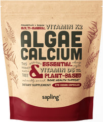 Sapling Calcium bottle with label showing vegan whole-food minerals for bone support