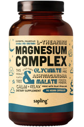 Sapling Magnesium Glycinate bottle front showing a high-absorption formula for daily balance