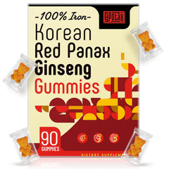 Sapotax Korean Red Panax Ginseng gummies front bottle showing convenient daily support