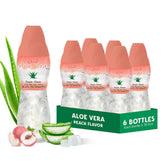 Sappe Aloe Vera Juice Peach bottle with chunky pulp for hydration.