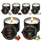 Sariiraw six-pack massage candles in packaging, ideal for gifting and home spa rituals.