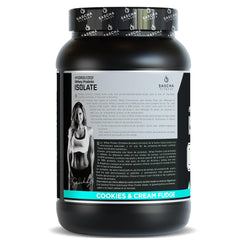 SASCHA FITNESS cookies and cream powder poured into shaker shows creamy texture