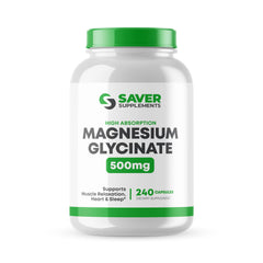 Saver Supplements Magnesium Glycinate bottle for high-absorption daily mineral support