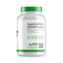 Bottle with glass showing convenient nightly routine with Saver Supplements Magnesium Glycinate