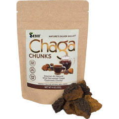 Sayan Chaga chunks with black crust, ideal for caffeine-free immune-support tea.