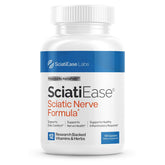 SciatiEase bottle-front view signaling daily nerve support at home or on the go.