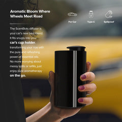 ScentBots car cup holder diffuser for on the go aromatherapy.