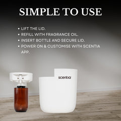 Scentia app control diffuser display demonstrating dual mode operation.