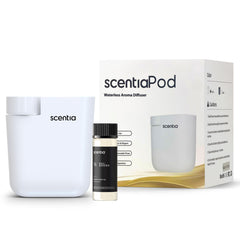 Scentia Home Diffuser Starter Kit white, top view, ready to fill spaces with fragrance.