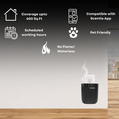 Scentia diffuser app control screen showing easy remote scent management