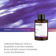 Scentify Noir bottle emphasizes cedar and musk for spa vibes