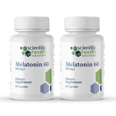 Scientific Health Solutions melatonin 60mg capsules bottle for a potent nightly routine