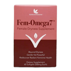 SEABUCKWONDERS Fem-Omega7 bottle front showing organic formula for vaginal moisture