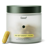 Seed AM-02 Energy Focus bottle front showing sleek packaging for lasting mental energy.