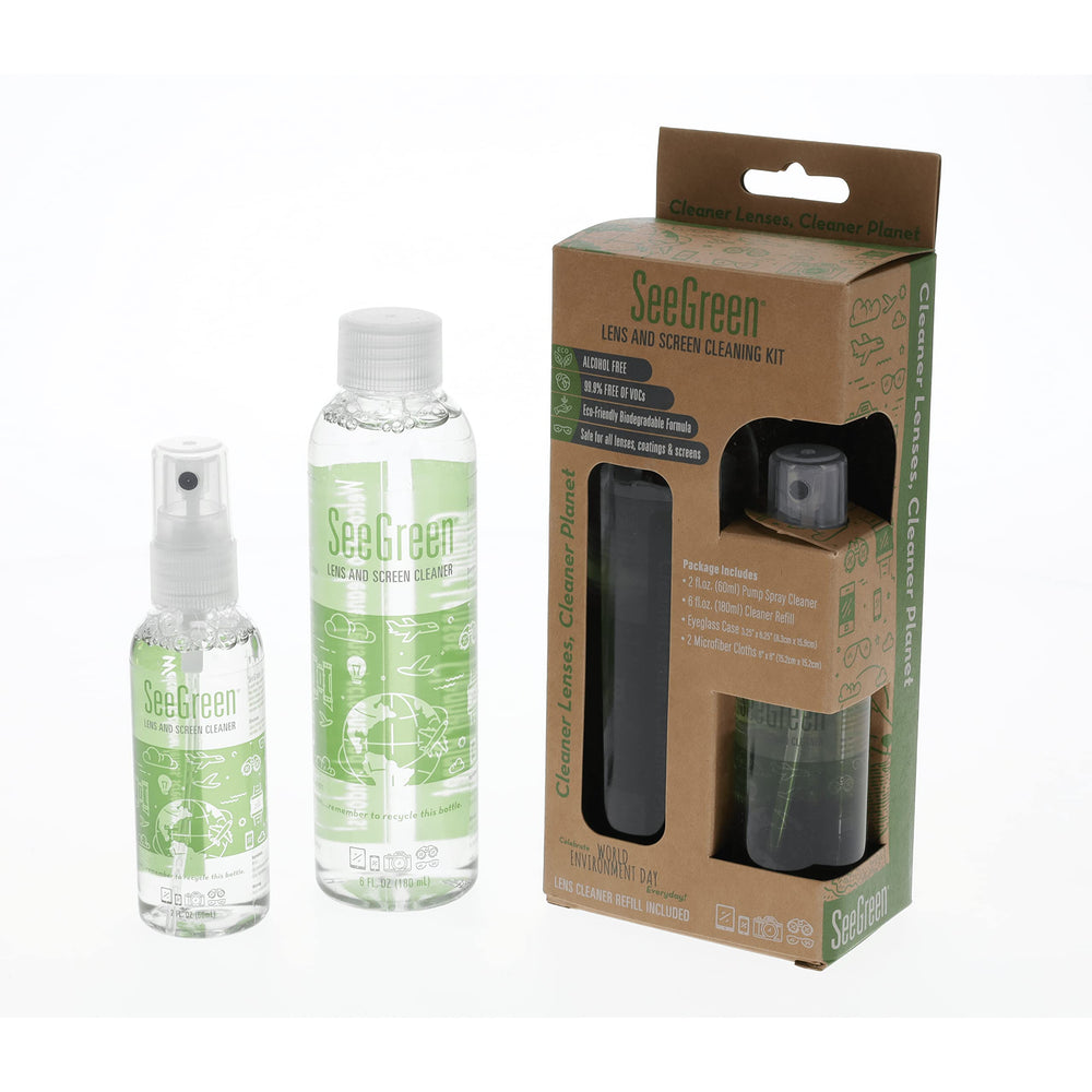 SeeGreen lens cleaner bottle pour with alcohol-free formula for streak-free shine