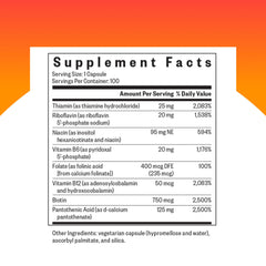 Seeking Health B Complex MF capsules close-up for steady energy support.