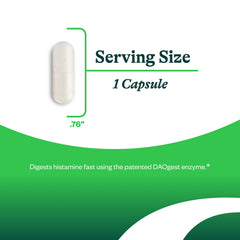 Label close-up of Seeking Health DAO Enzyme showing allergen information.