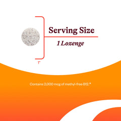 Close-up of Hydroxo-Adeno B12 lozenge highlighting 2000 mcg potency.