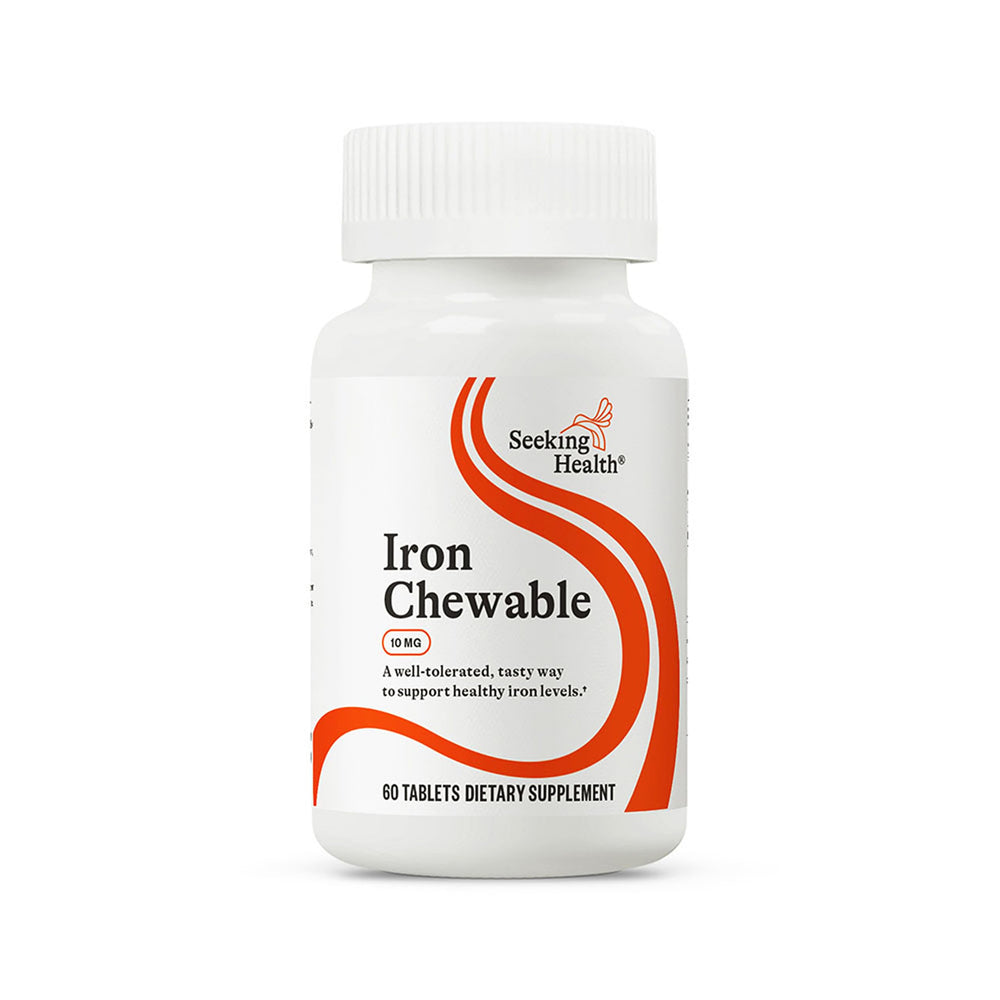 Seeking Health Iron Chewable bottle front for easy daily iron support.