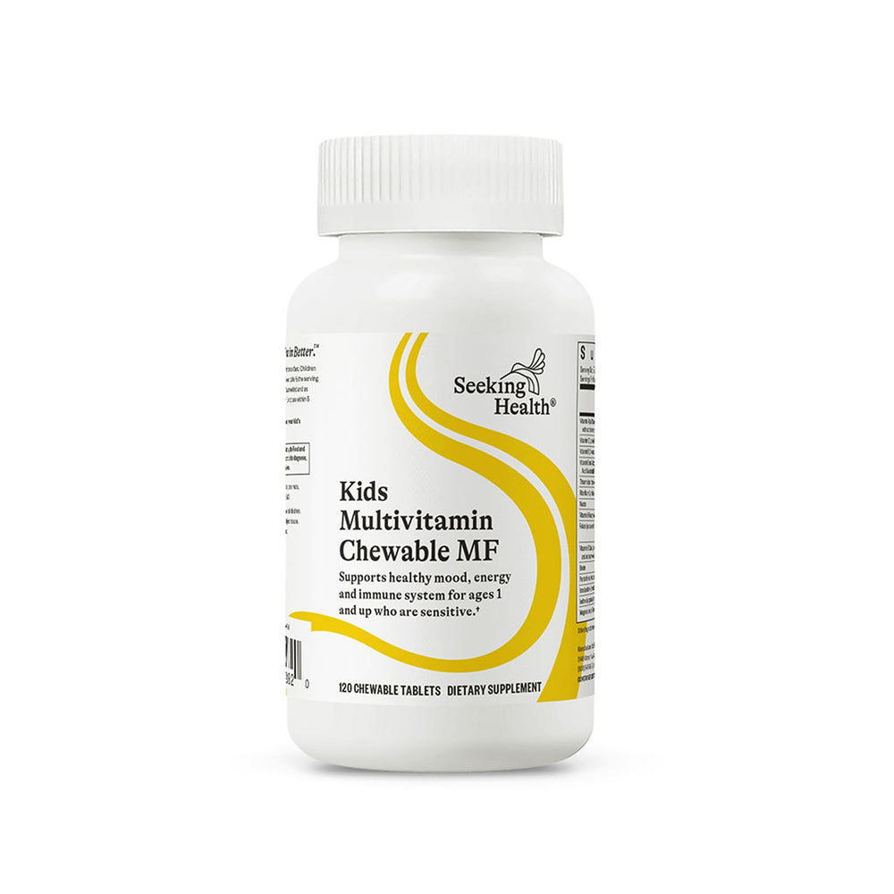 Seeking Health Kids Multivitamin Chewable MF bottle for daily nutritional support.