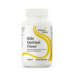 Seeking Health Kids Optimal Focus bottle front shows packaging and focus-support messaging for kids.